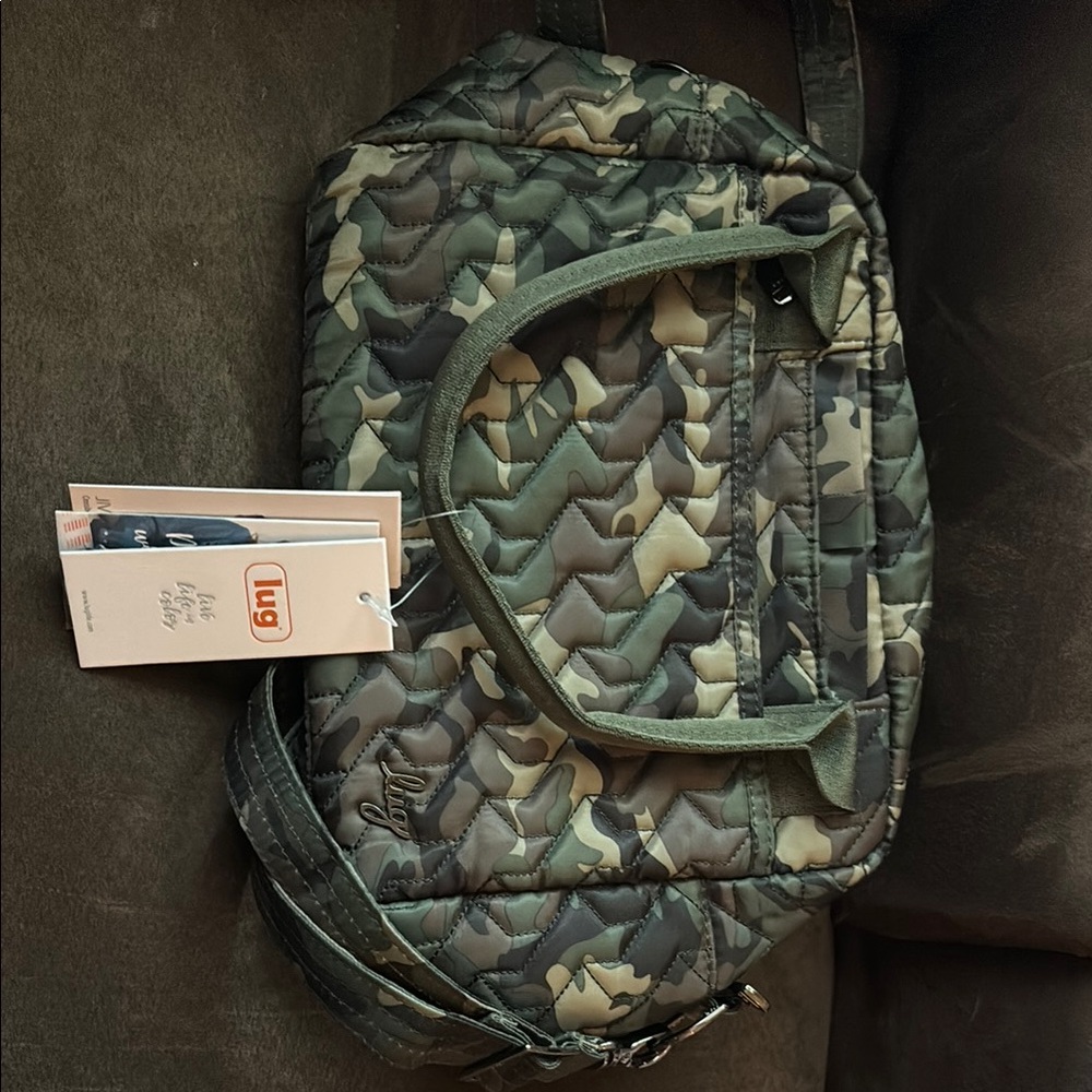 Lug Green Duffel Bag with Camouflage Design